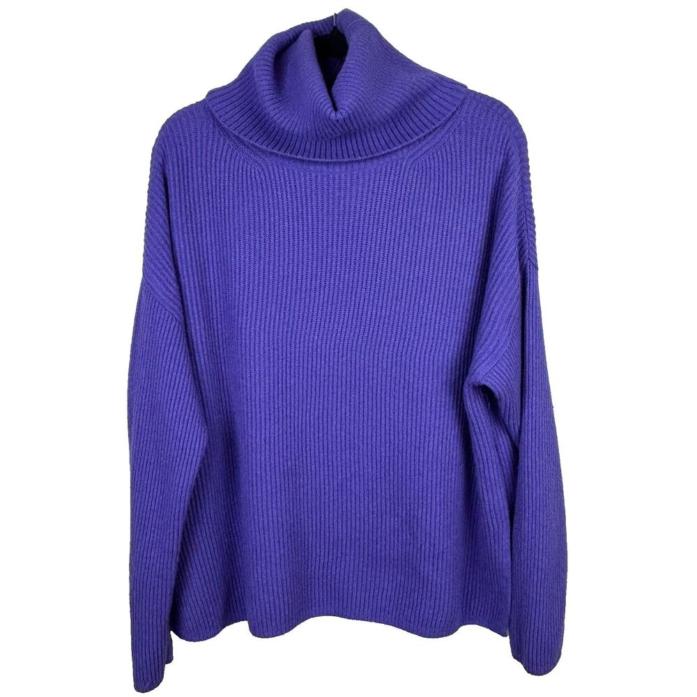 Banana Republic Poncho Turtleneck Sweater Knit Purple Italian Wool Cashmere L